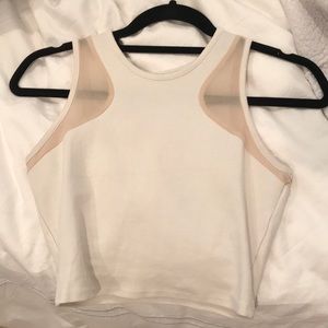 Tight crop top with beige cutouts